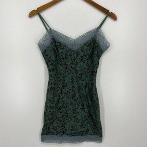 Free People No Secrets Bodycon Slip Dress‎ Women's Size XS Green Mini Floral